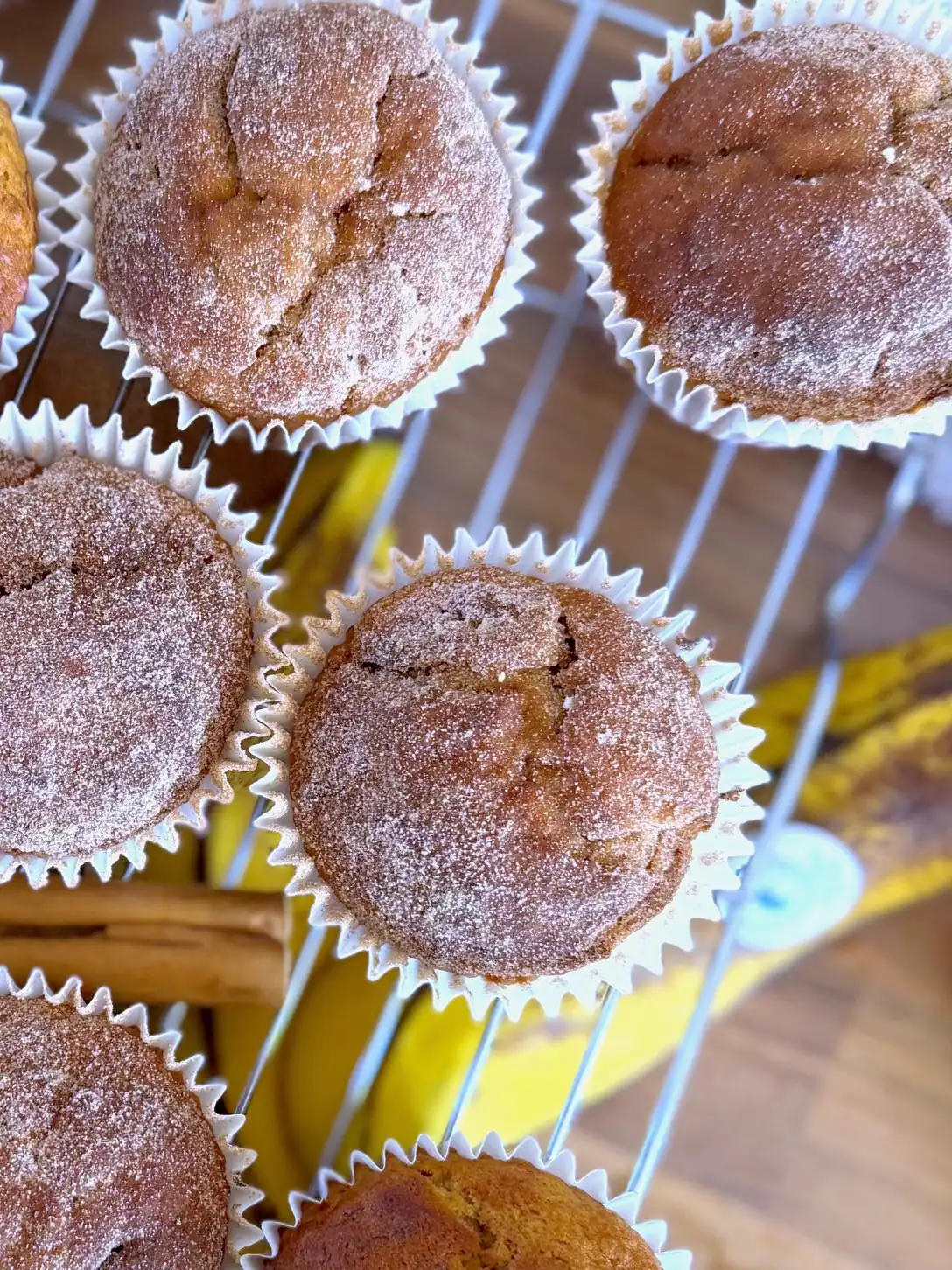 close up of banana bread muffins