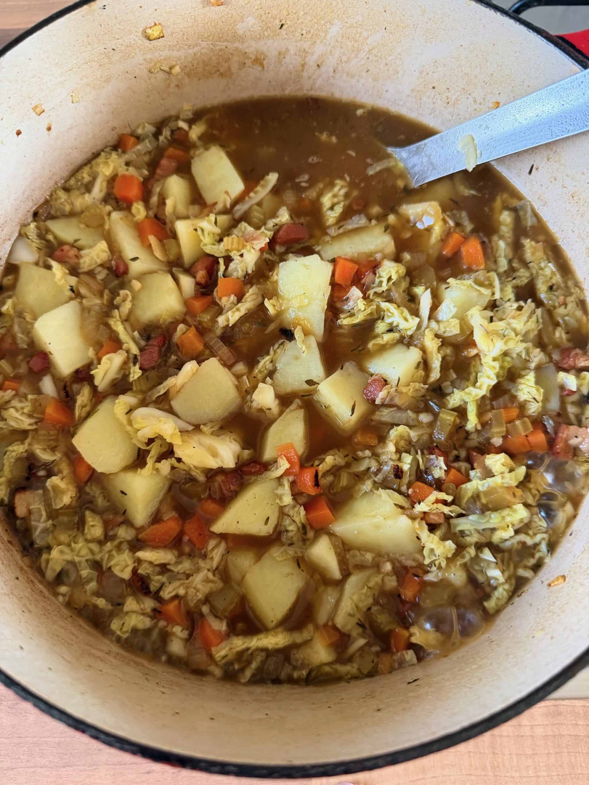 add potatoes and cabbage