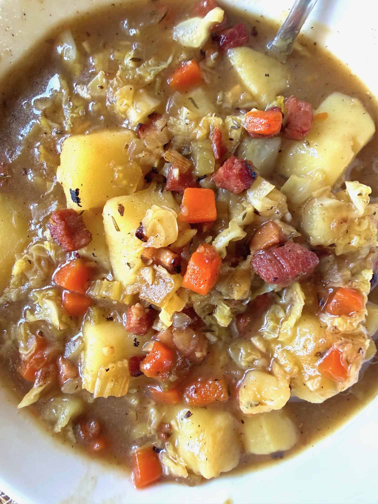 close up of soup