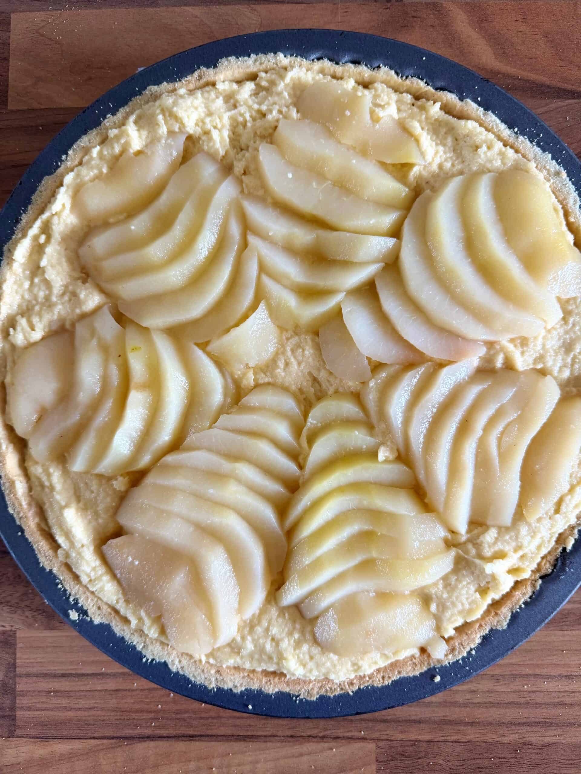 unbaked pear and frangipane tart
