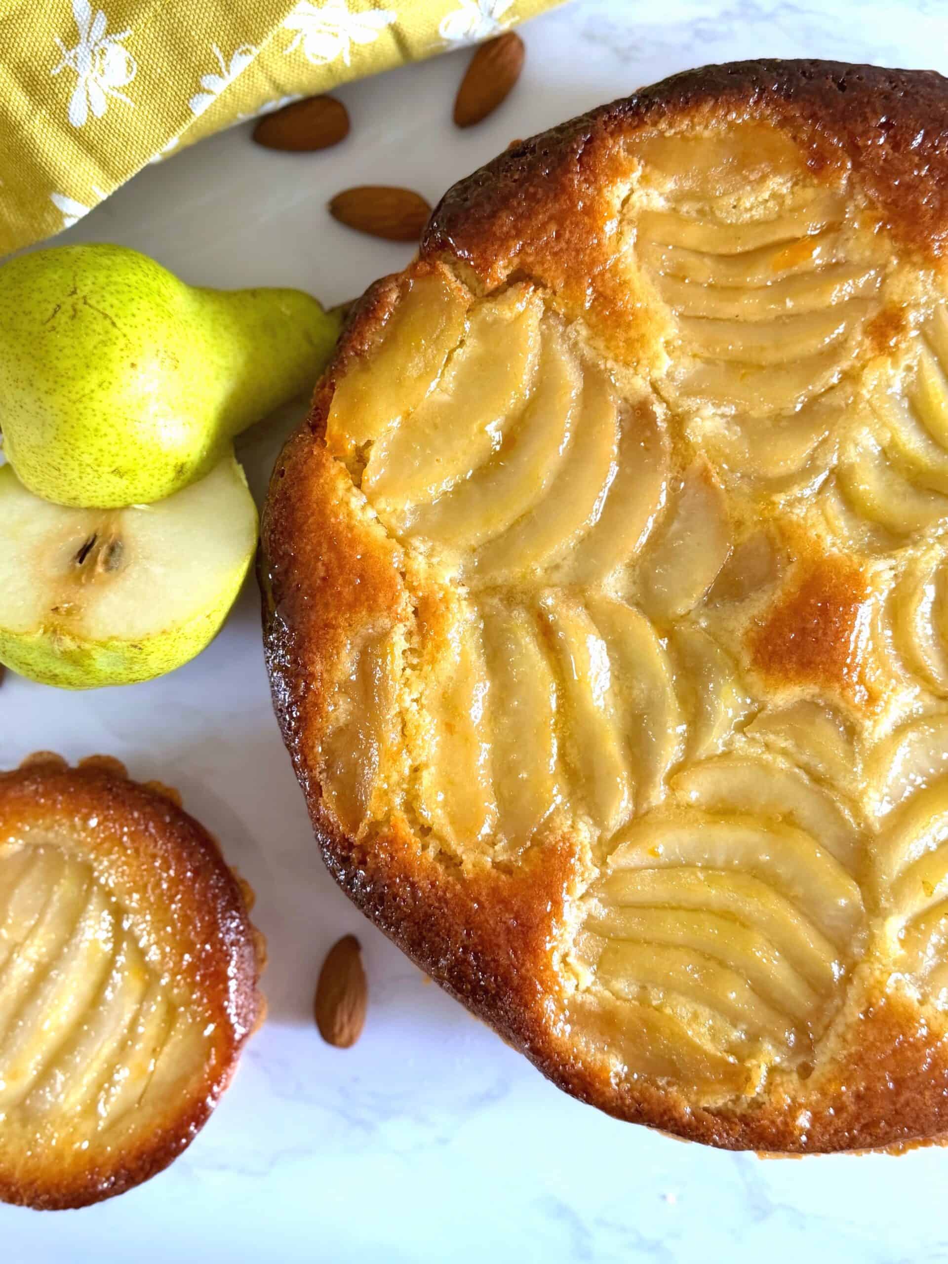 poached pear and frangipane tart
