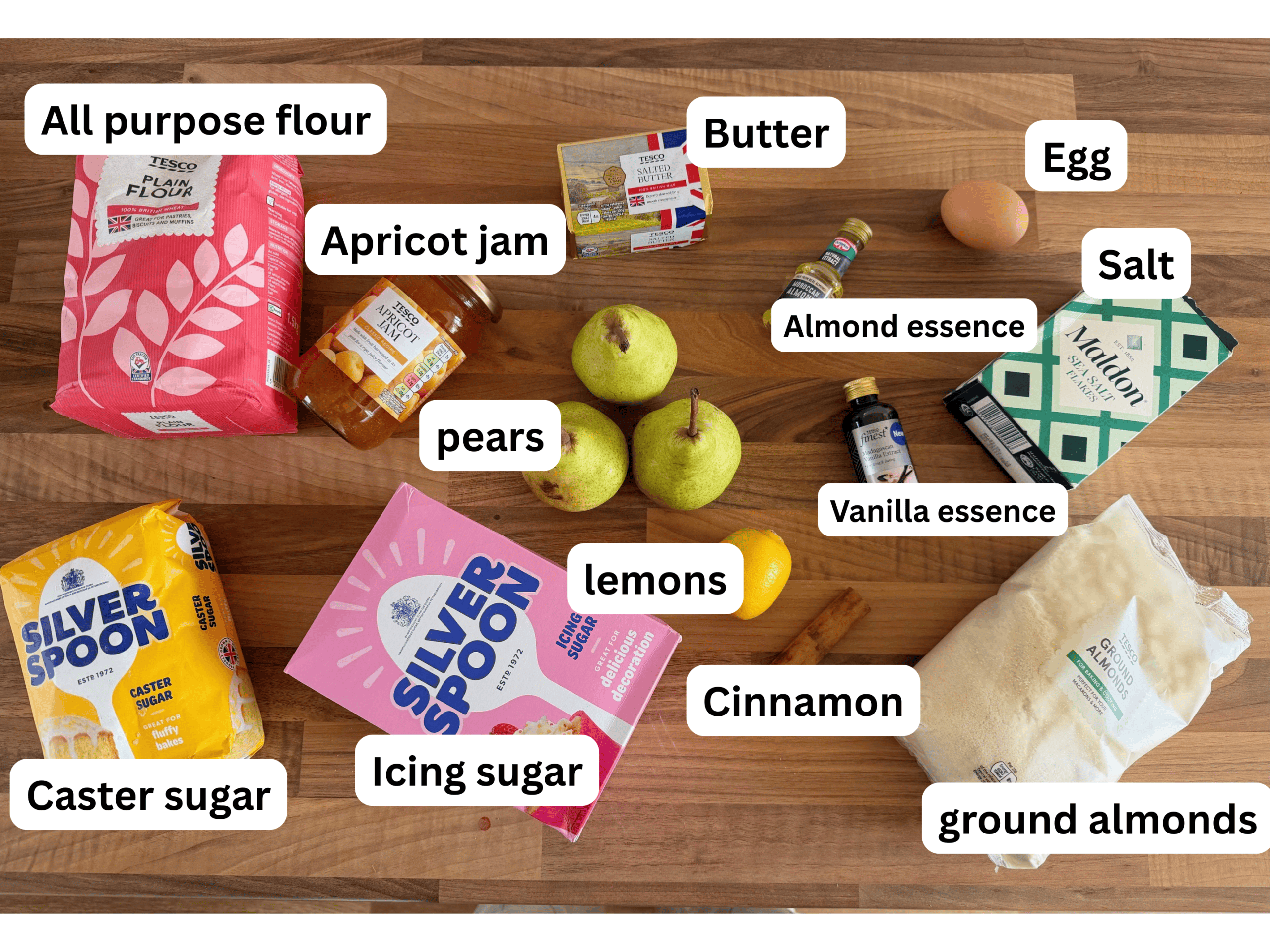 poached pear and frangipane tart ingredients