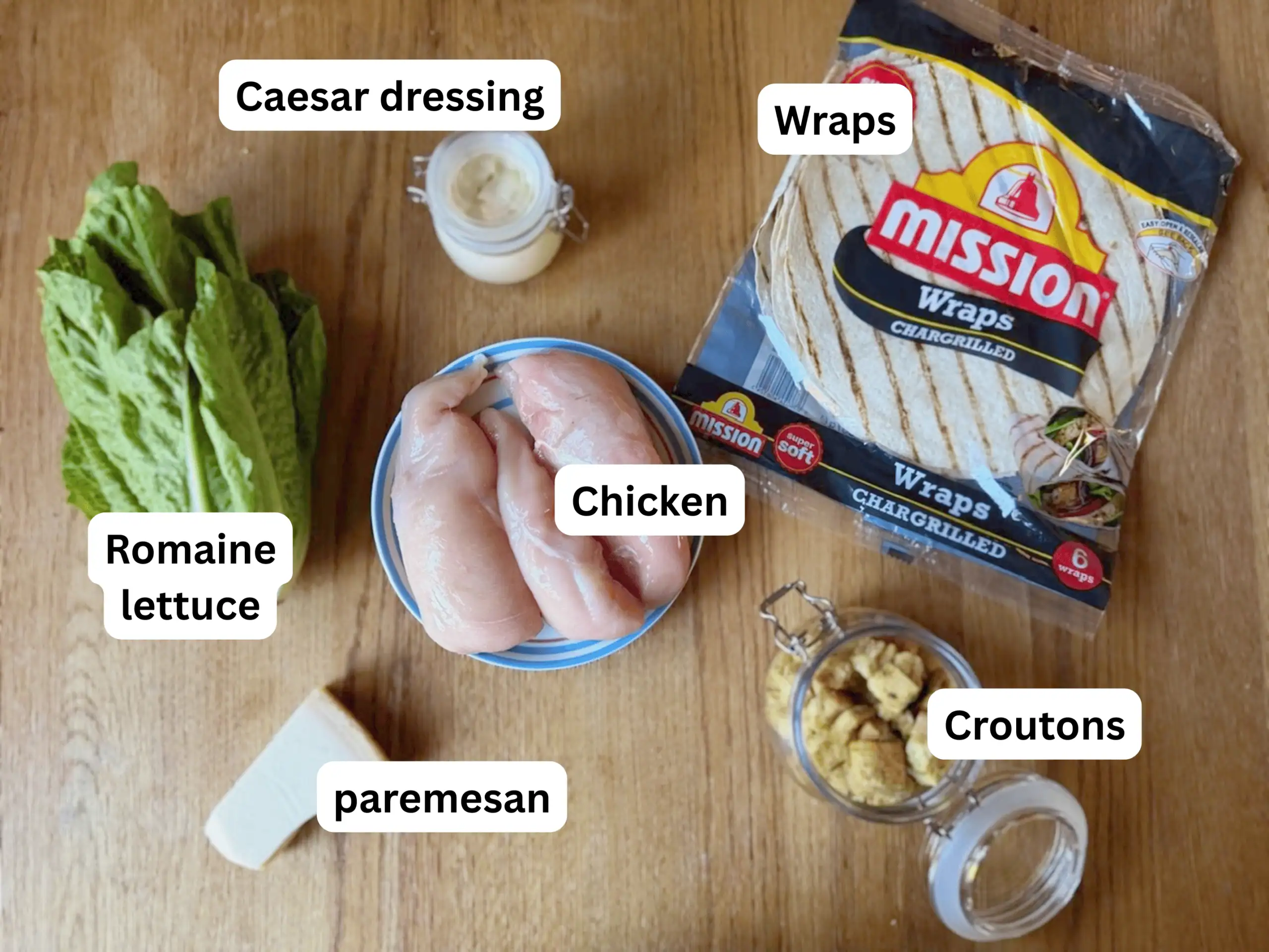 Chicken Caesar salad wrap ingredients