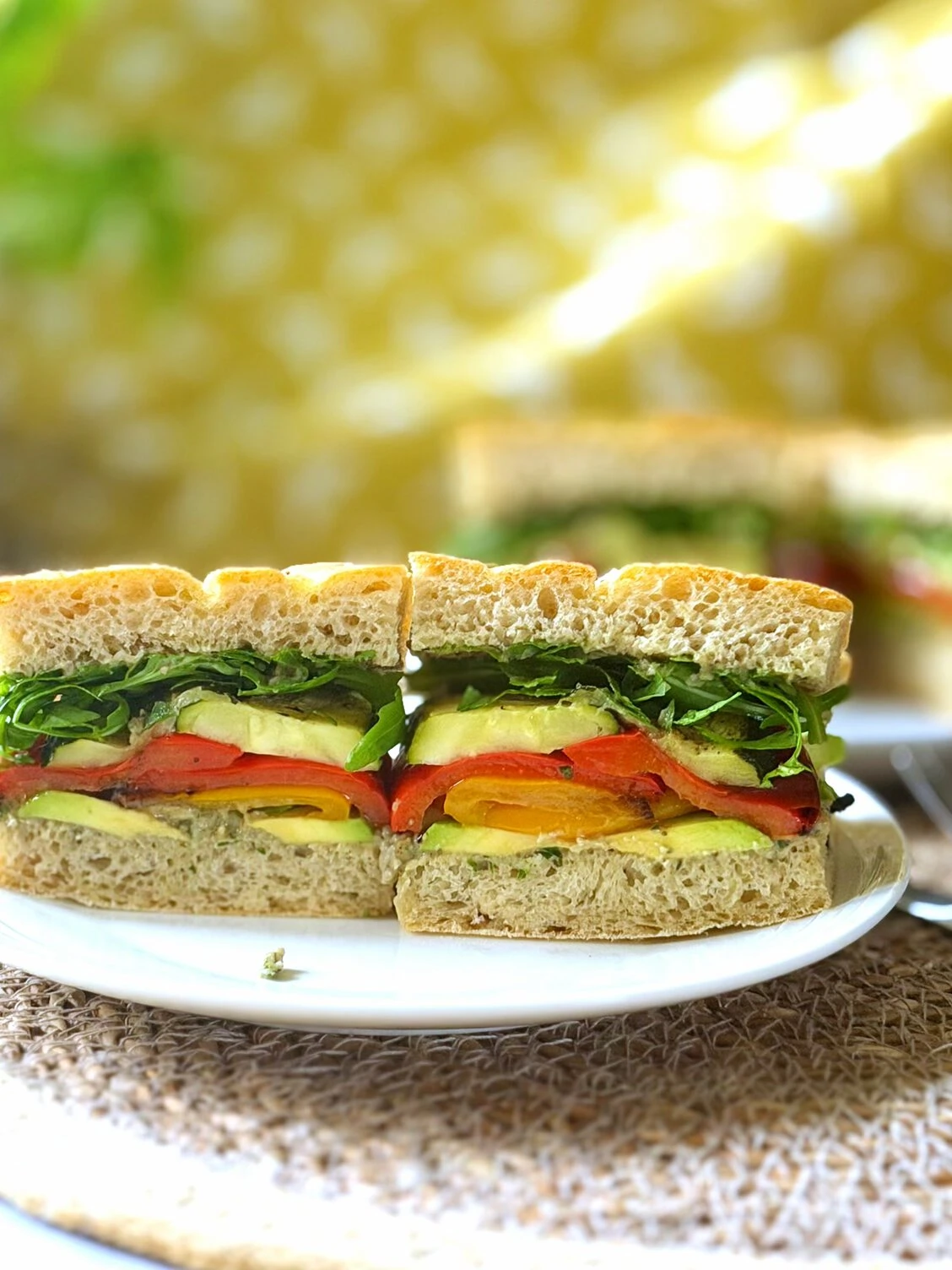 colourful baba ganoush sandwich