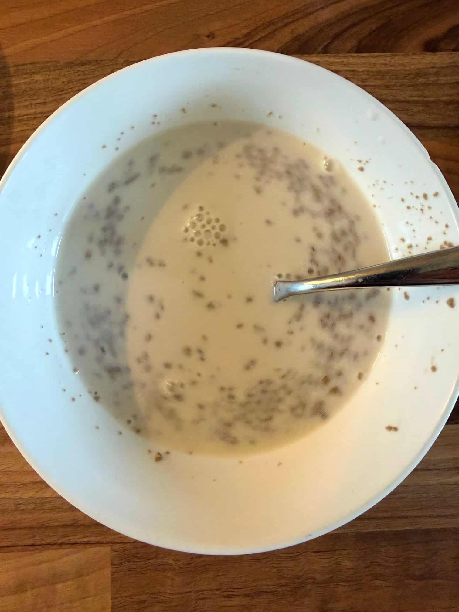 bowl of milk with dissolved yeast