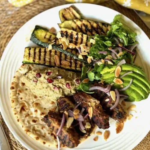 turkey kofta mezze plate
