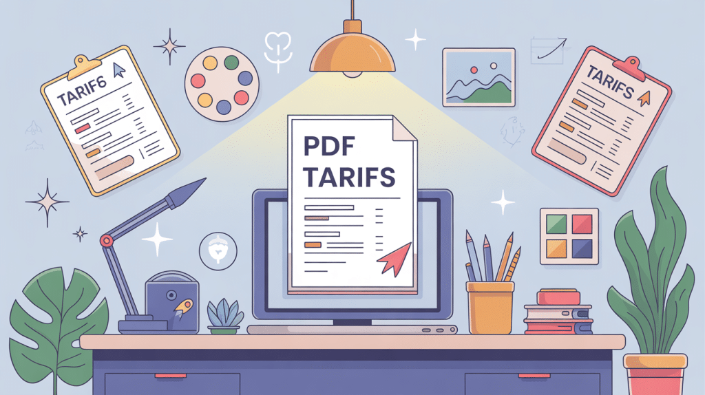 PDF tarifs graphiste freelance illustré bureau moderne