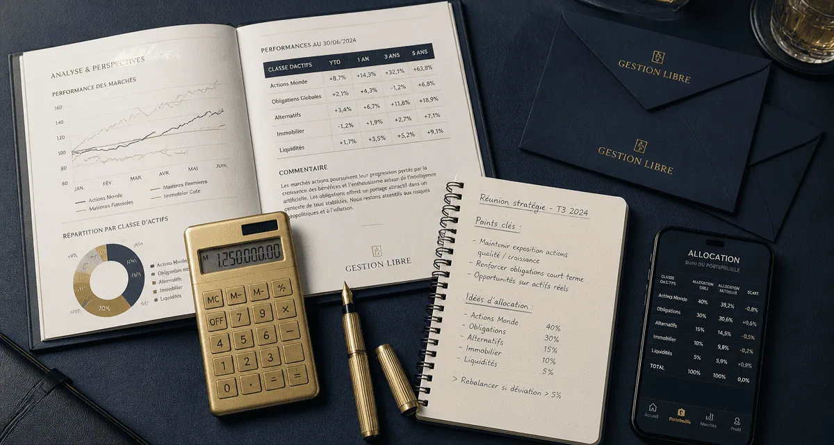 assurance vie gestion libre flat-lay graphique