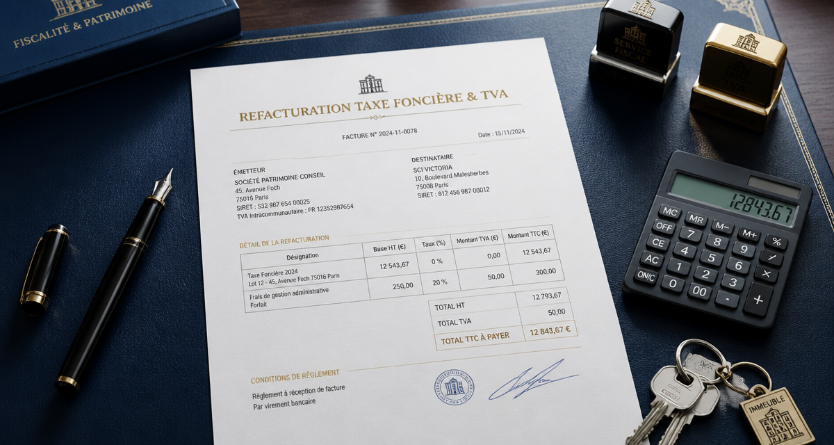 refacturation taxe foncière et tva sur facture