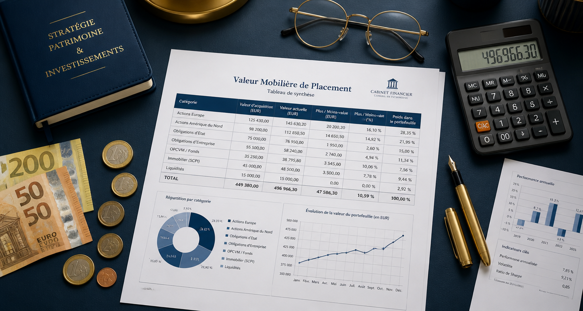valeur mobiliere de placement sur bureau professionnel