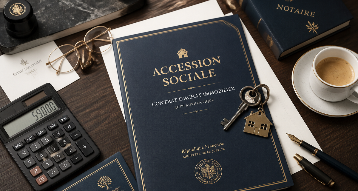 Accession propriété sociale contrat et clés bureau notaire