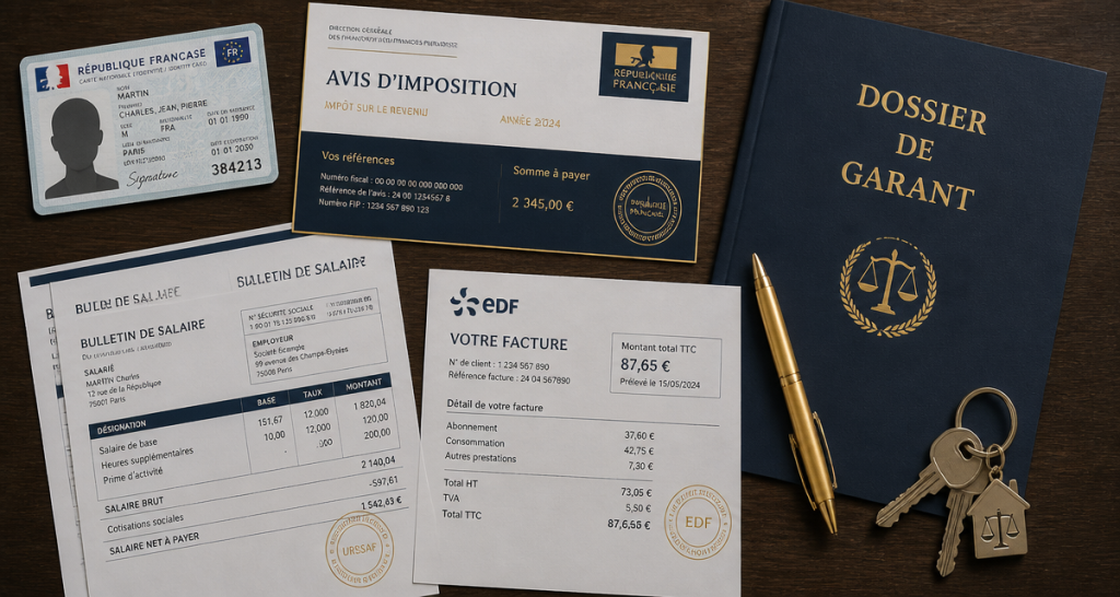 dossier pour location garant sur table avec documents