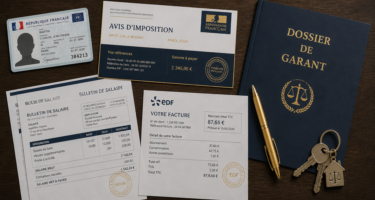 dossier pour location garant sur table avec documents
