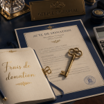 Frais donation sur bureau notarial avec documents