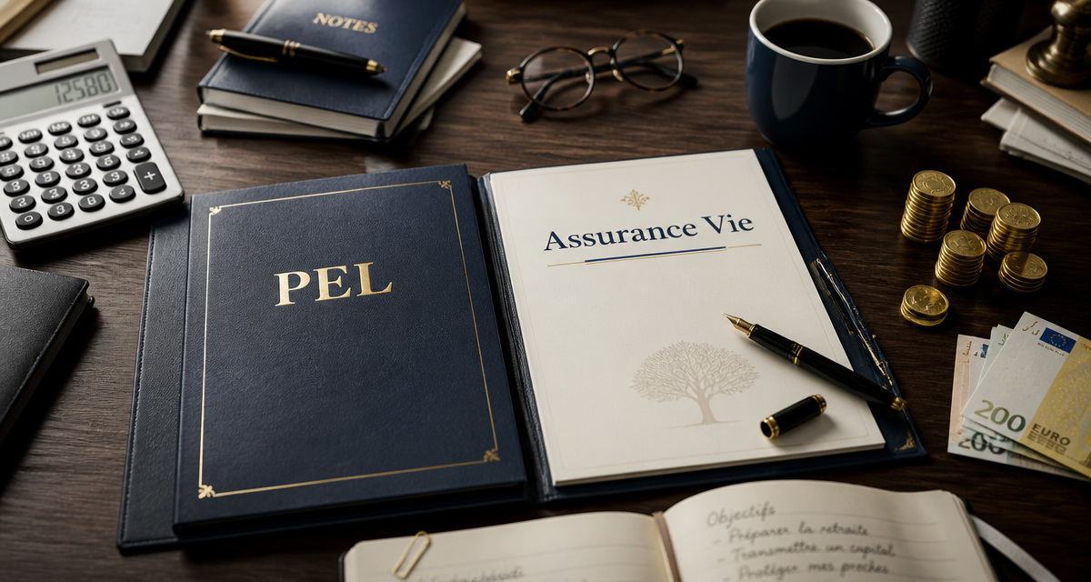 PEL ou assurance vie dossier comparatif sur bureau