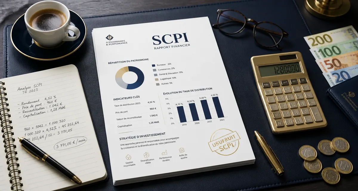 Usufruit SCPI document financier sur bureau élégant