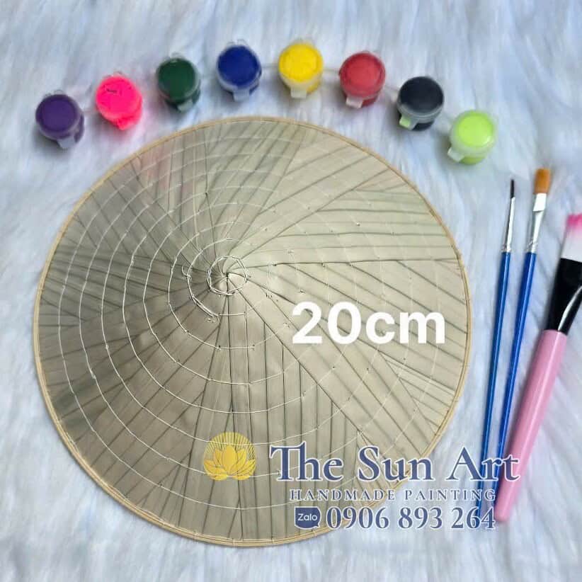 Hand-painted mini conical hat souvenirs made by guests in Vietnam