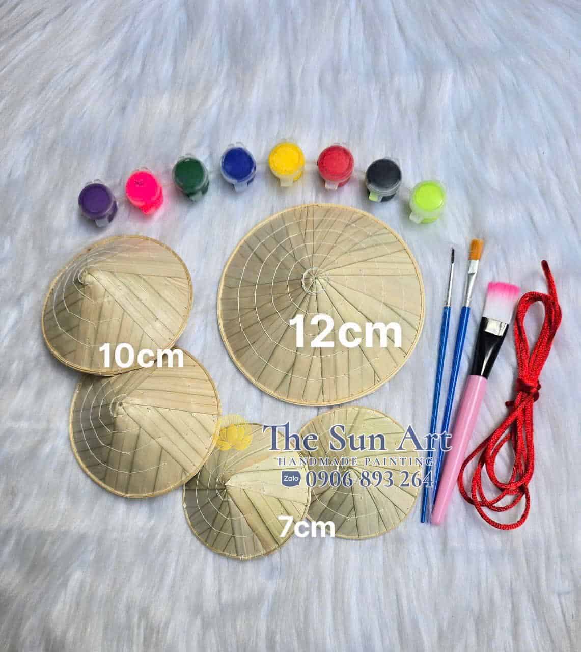 Mini Vietnamese conical hat painting kit with brushes and colors by Dasaque