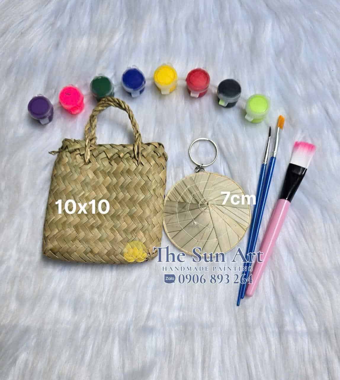 DIY grass bag craft kit for tourists experiencing handmade crafts in Vietnam