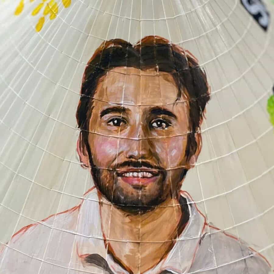 Custom portrait painted conical hat gift made by hand in Vietnam