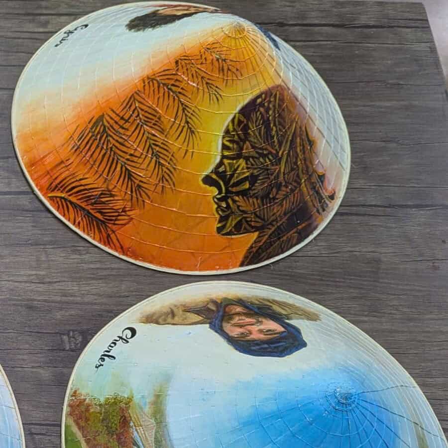 Hand-painted portrait on Vietnamese conical hat for a personalized gift
