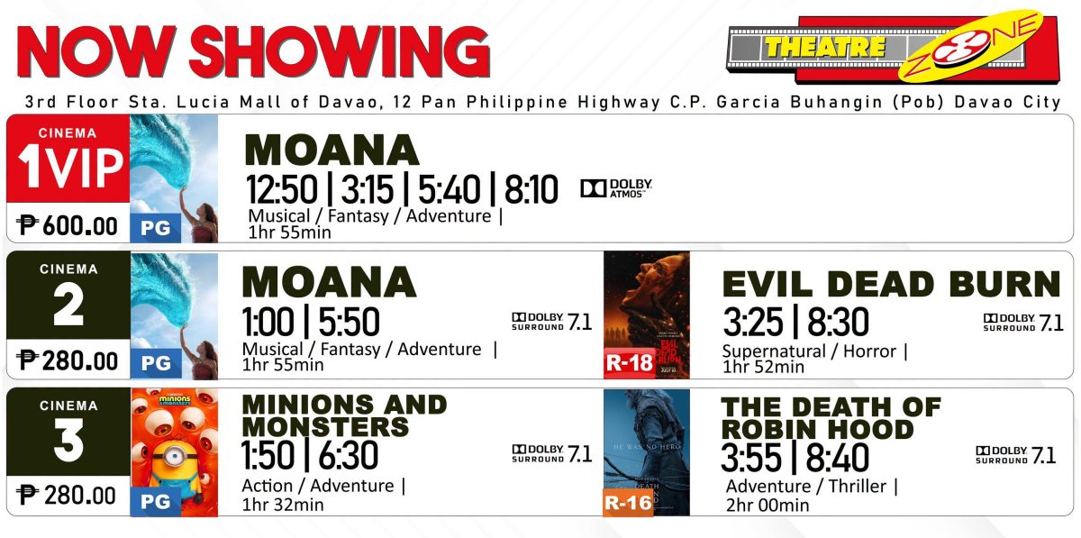 Sta. Lucia Mall of Davao Theatre Zone Cinema June 08 - 14, 2026