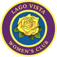 Logo of Lago Vista Women's Club featuring a yellow rose.