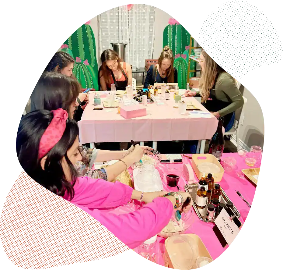 Women enjoying a themed craft night at Dax and Jade event.