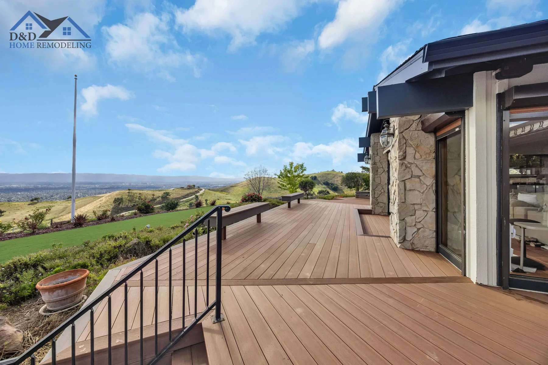 Beautiful outdoor deck in San Jose with scenic landscape view.