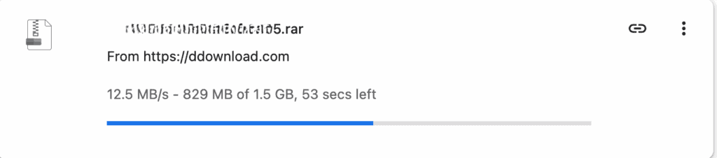 DDownload Premium browser download speed test showing about 12 MB/s on a single file