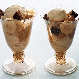 Peanut butter and banana sundaes