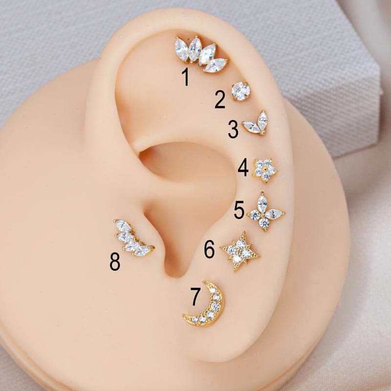 Threadless flat back studs — minimalist hypoallergenic earrings for everyday wear