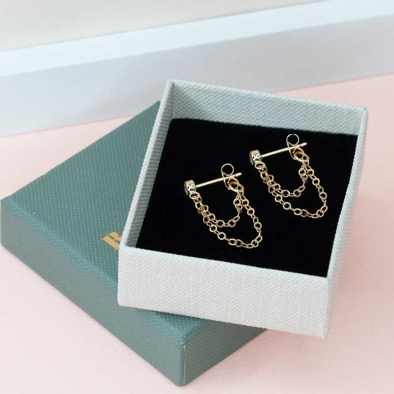 Layered chain earring set with double strands