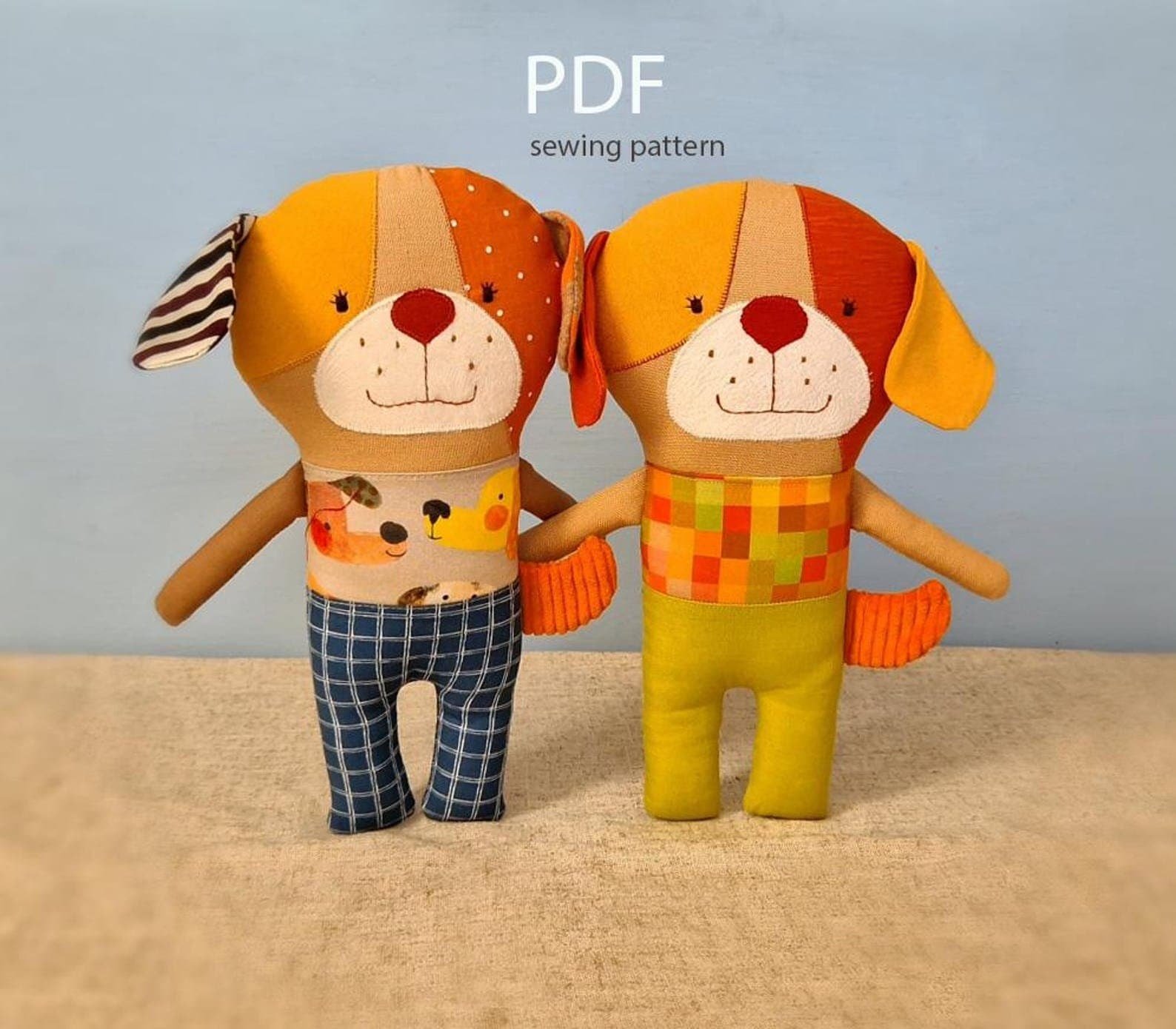 Handmade rag doll sewing pattern with removable clothes – fabric doll toy that helps develop fine motor skills, dressing practice, and imaginative play for children