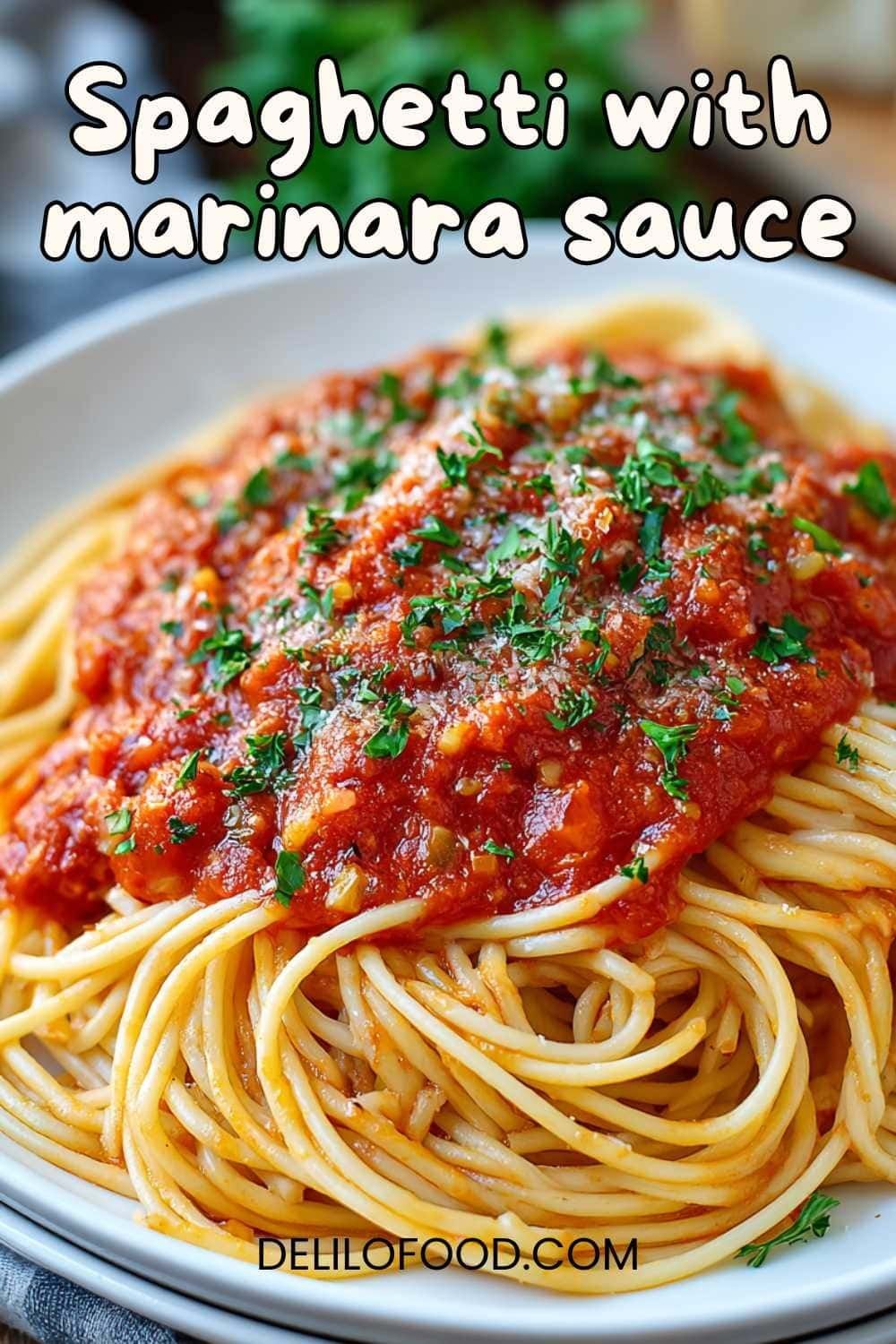 Spaghetti with marinara sauce served in a bowl