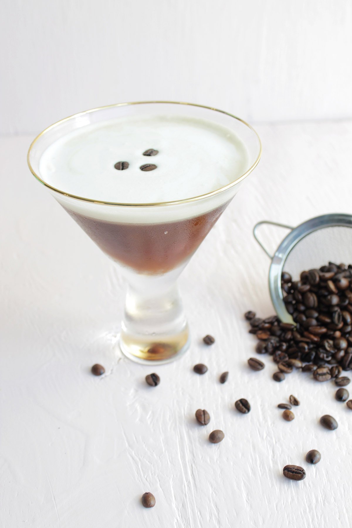 Espresso martini with peanut butter whiskey foam — rich and bold holiday cocktail