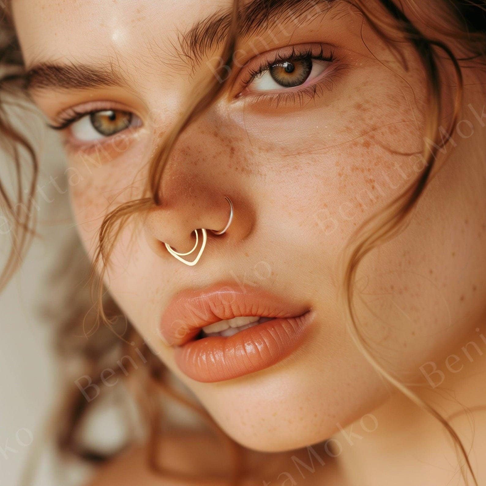 Double hoop fake septum ring — no piercing double nose ring from BenittaMoko