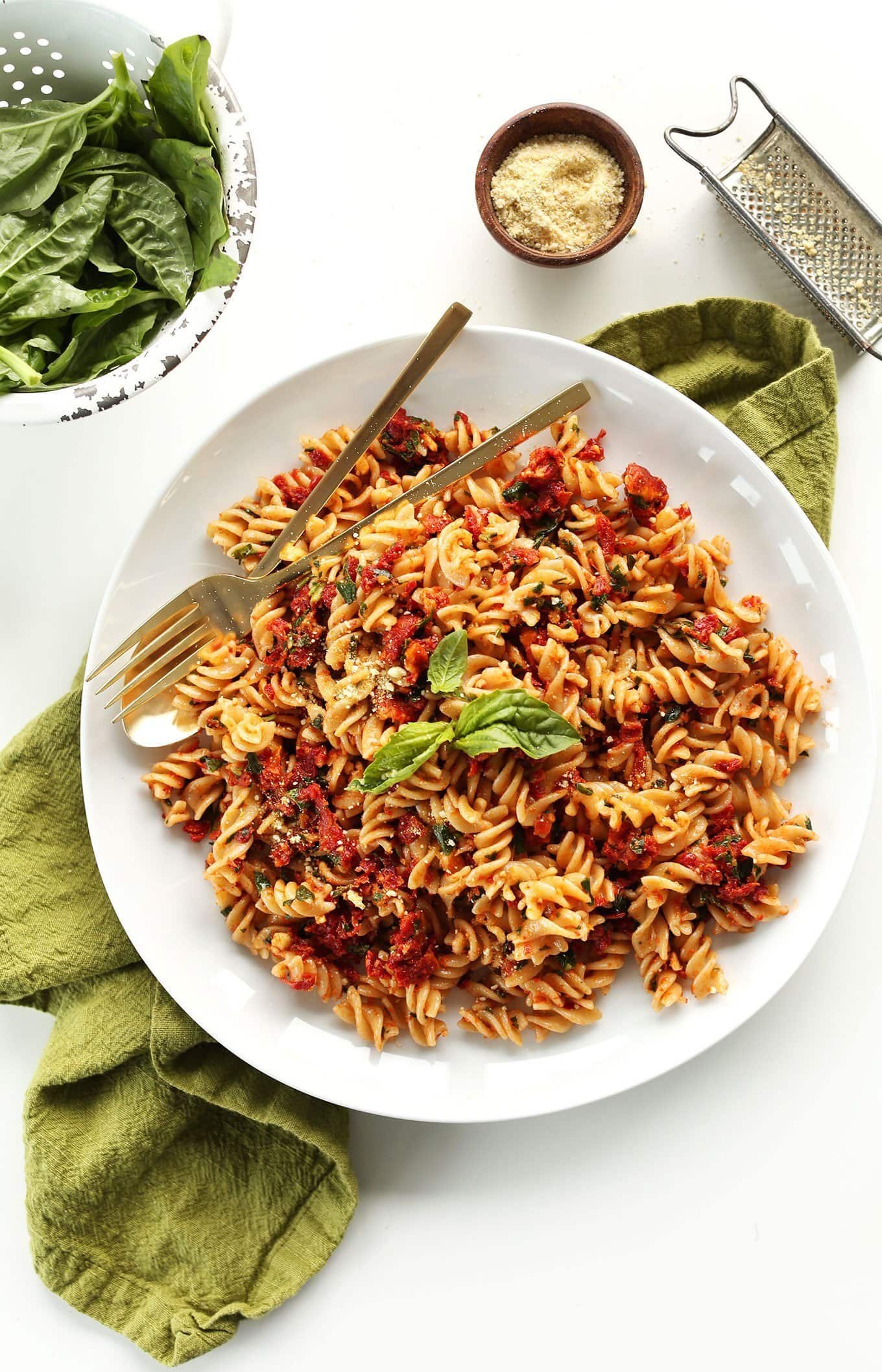 Sun dried tomato pesto pasta — bold, rich, and sweet with Mediterranean flavor