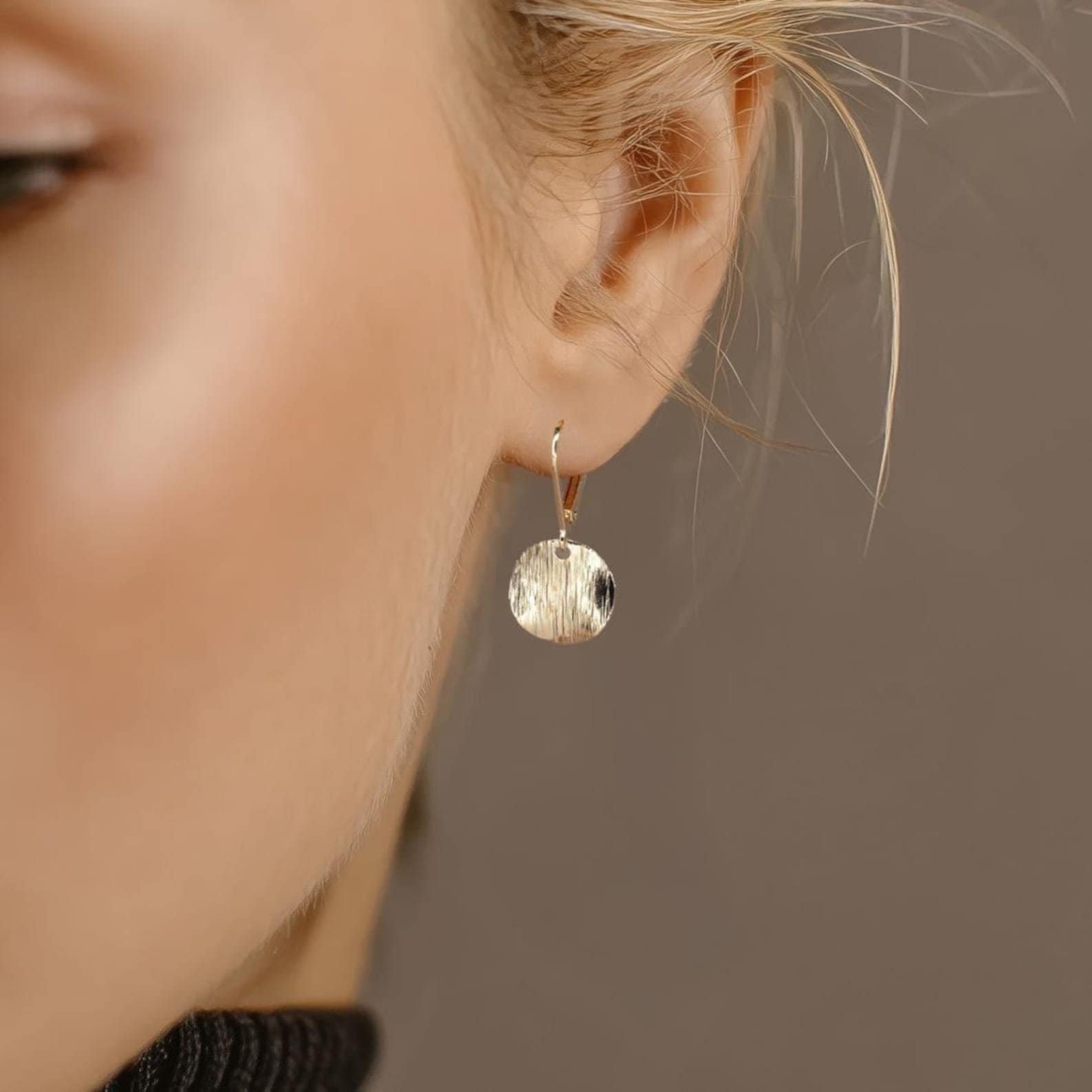 Dangle Textured Disc handmade earrings