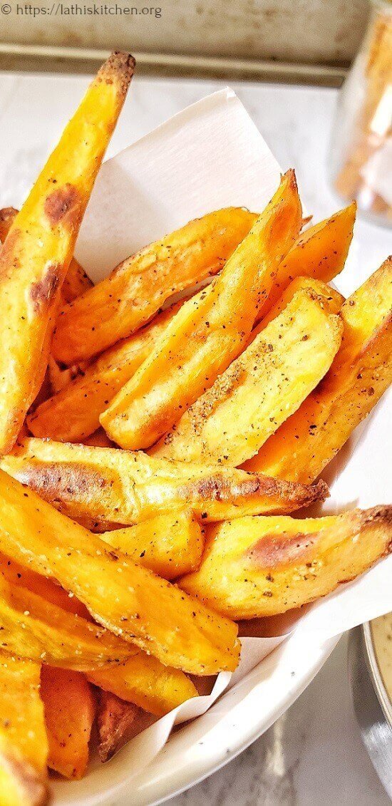 Air fryer sweet potato fries served as a kid-friendly snack or side dish.