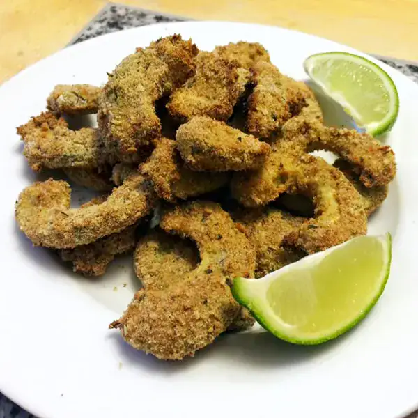 Crispy baked avocado fries served with dipping sauce
