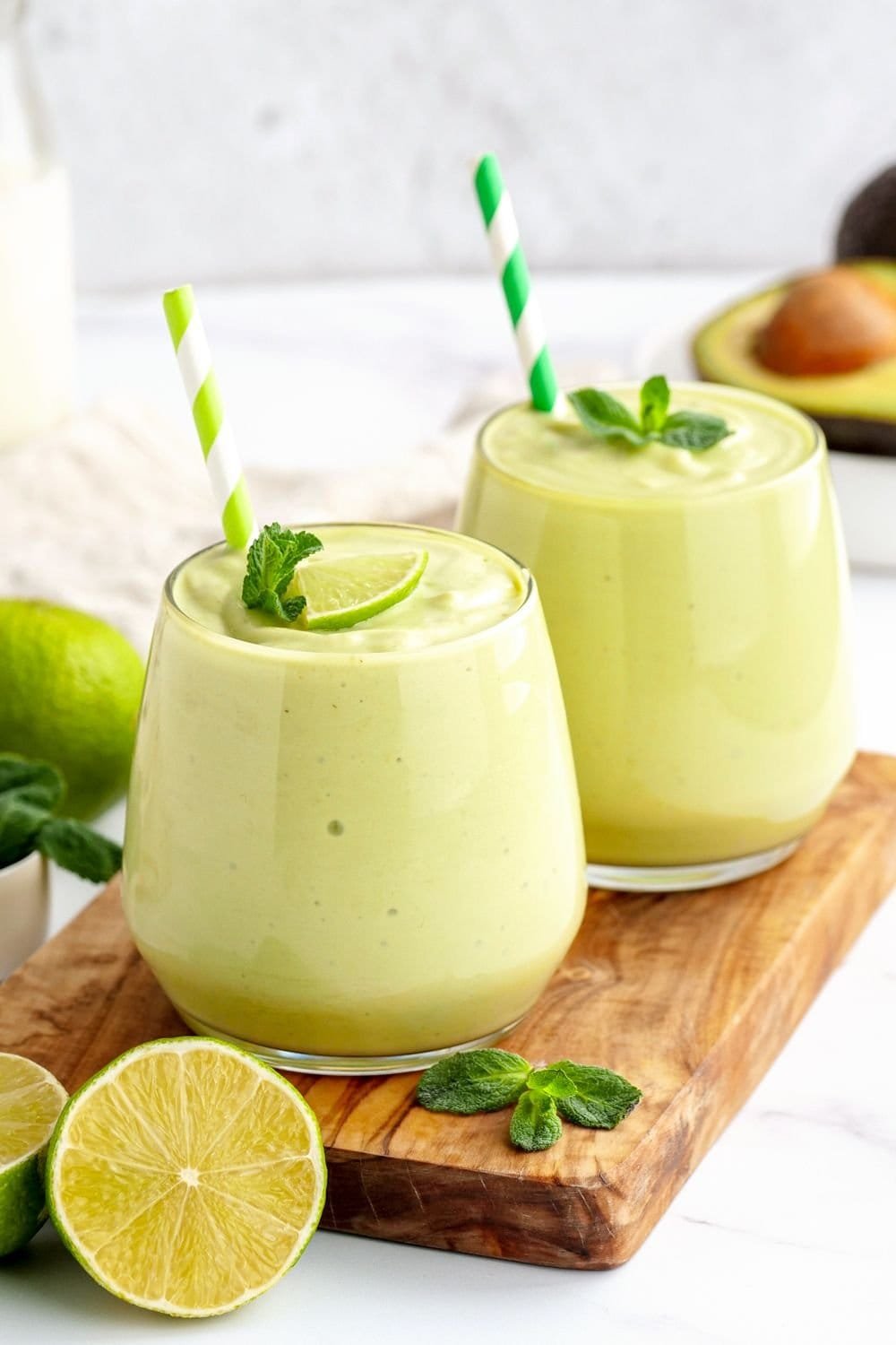 Vietnamese avocado smoothie in a glass with a thick creamy texture