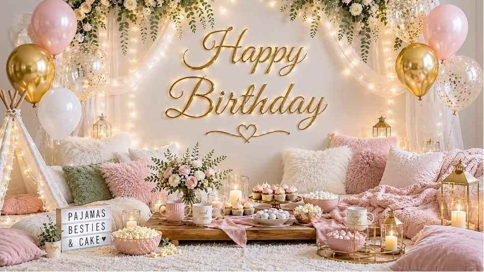 Pajama birthday 4K background on a TV screen