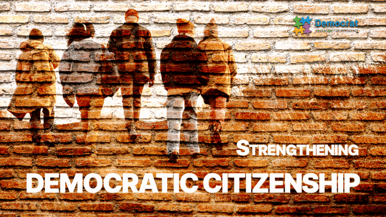 Abstract visual symbolising democratic citizenship through education, political engagement and governance innovation
