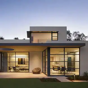 Guest house with glass walls