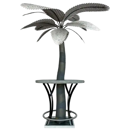 Modern metal palm tree sculpture for outdoor or indoor decor, crafted with artistic design and durab.