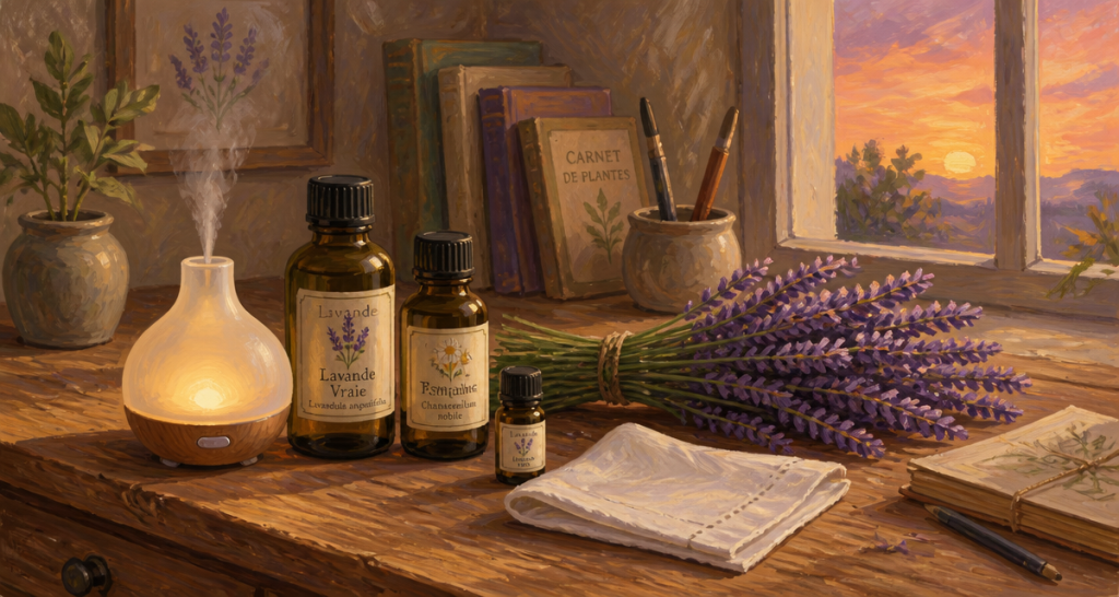 quelle huile essentielle pour le stress et l'anxiété diffuseur lavande camomille