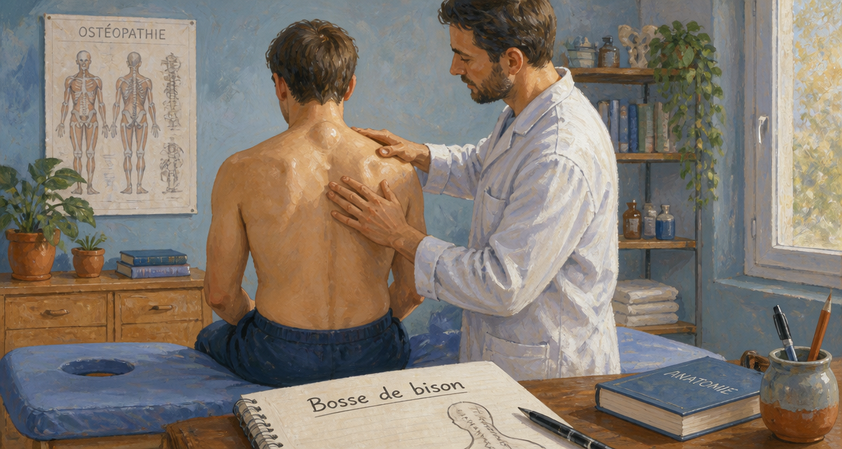bosse de bison ostéopathe examinant patient