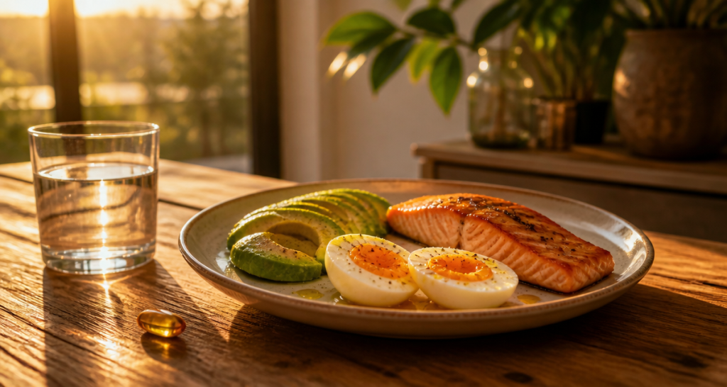 pourquoi prendre la vitamine d le soir assiette saumon capsule