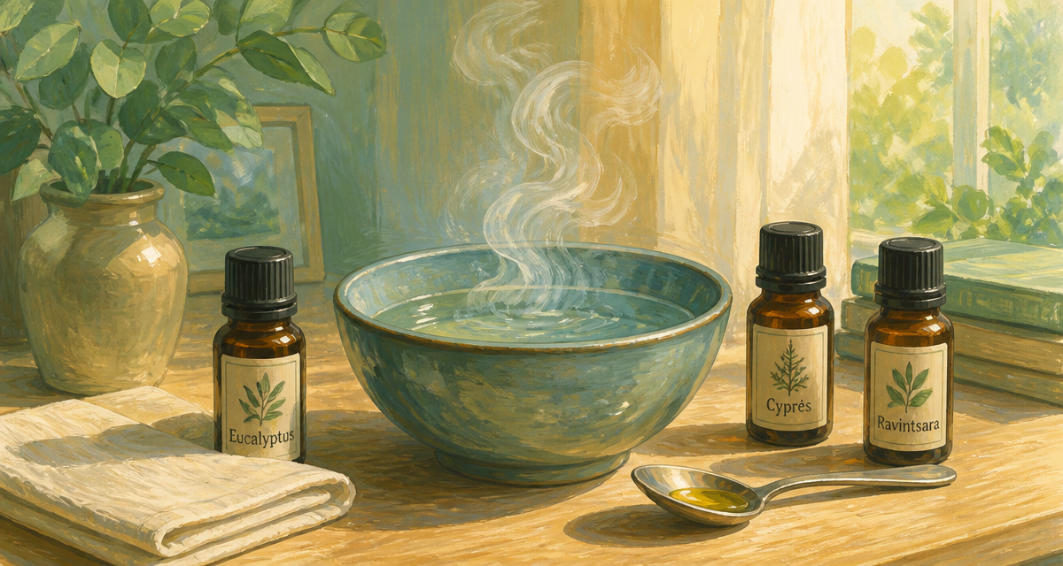 quel huile essentielle pour la toux flacons eucalyptus cyprès ravintsara
